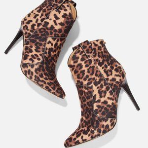 NIB Just Fab City Lights Pointed Toe Leopard Print Stiletto Booties